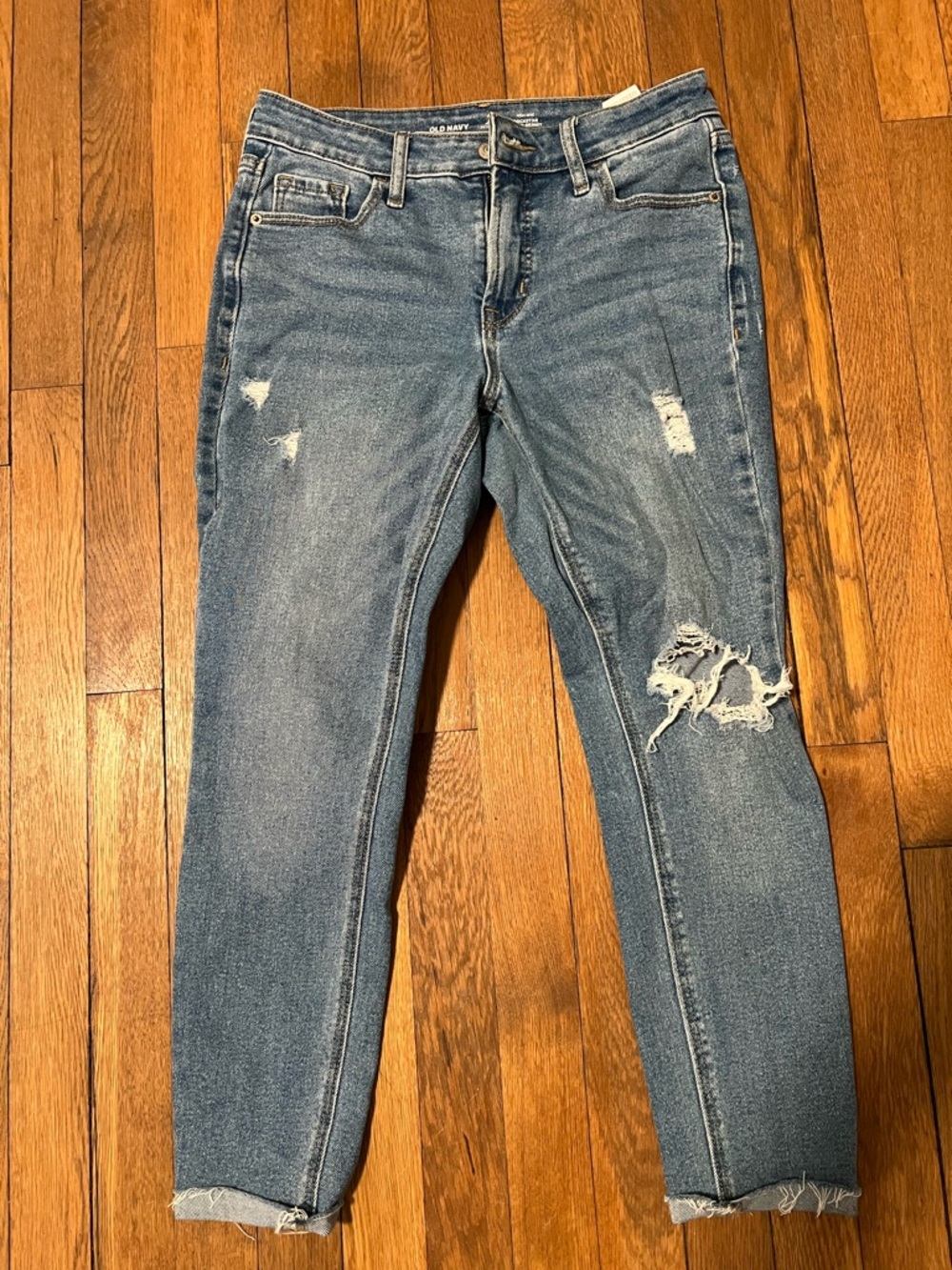 Old Navy Women's Light Blue Ripped Skinny Jeans